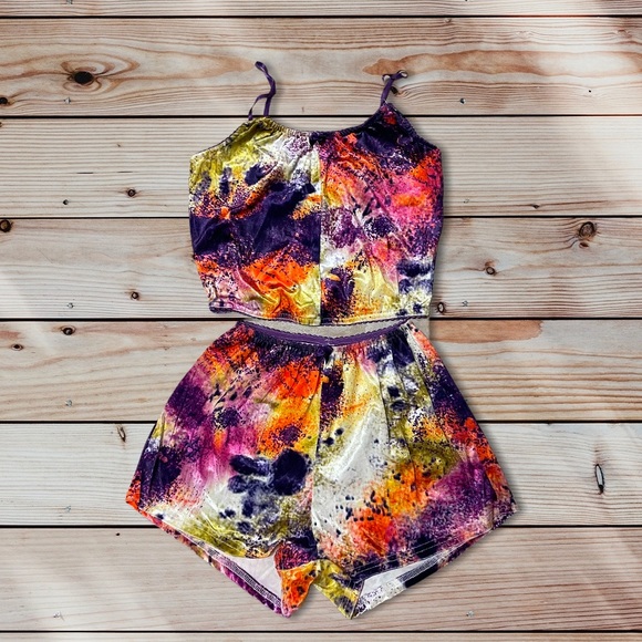 🍀 10 for $25.00 - Tie-Dye 2PC Velvet Pajama Set - Picture 4 of 7